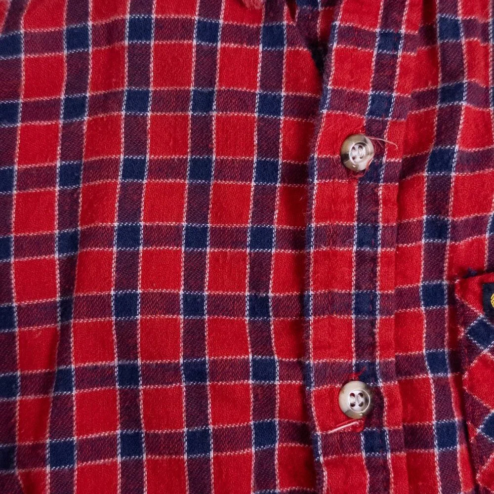 Vintage OshKosh B'Gosh 80s 3-Piece Overalls Knit Sweater Shirt Set Plaid Red 4T‎